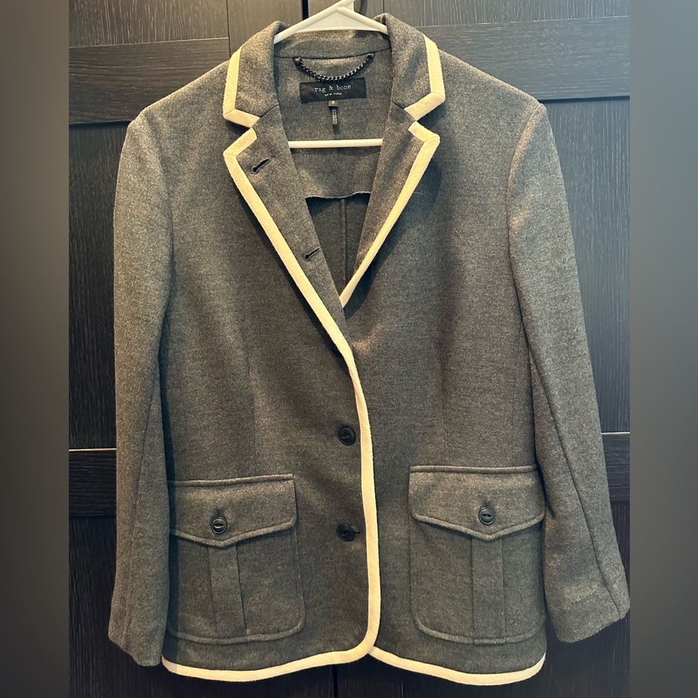 Rag & Bone Grey Wool Blazer - Size 8